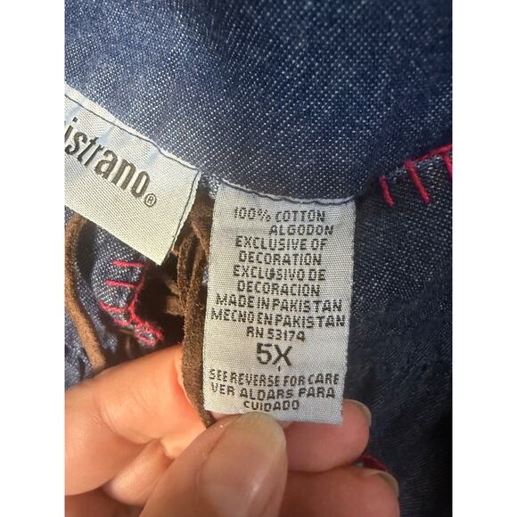 Capistrano Denim Embroidered 5X Patio Lounge Lace-up Dress Pockets Casual - Picture 5 of 10